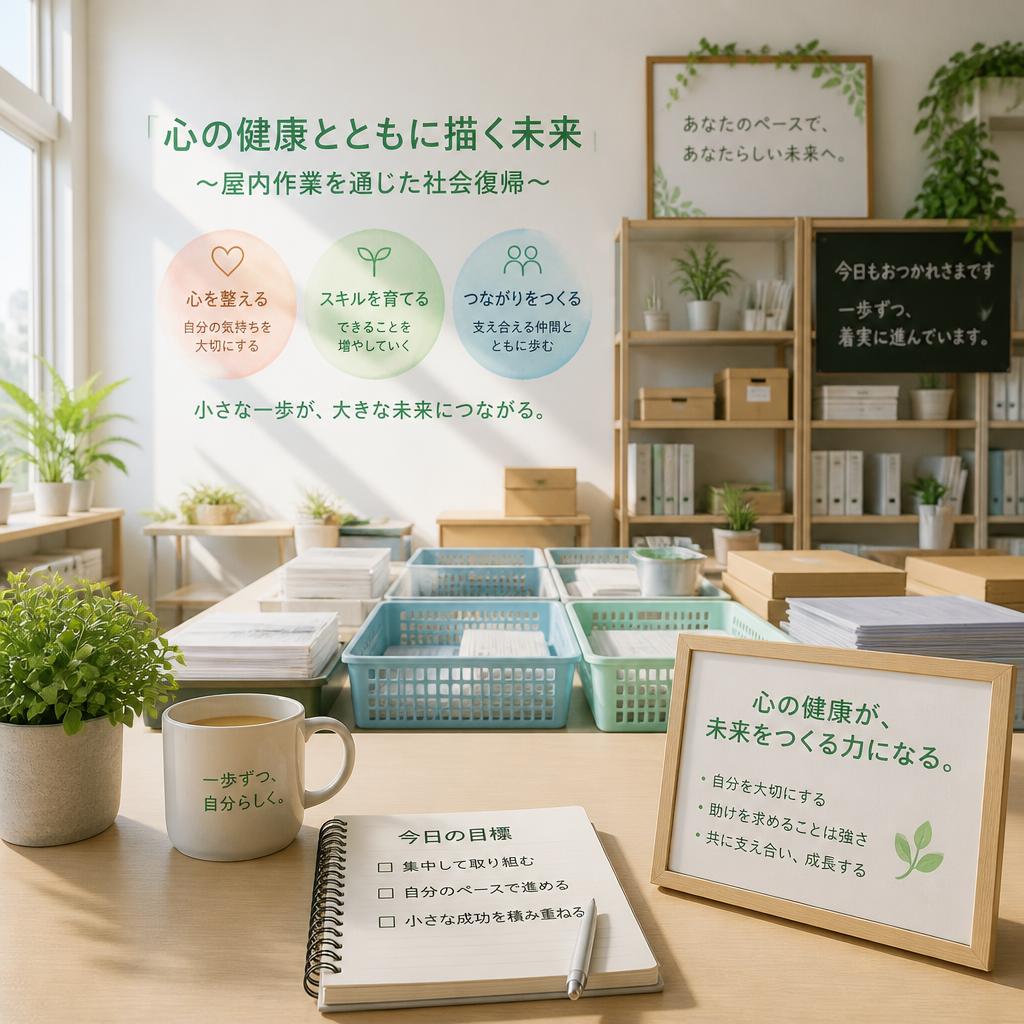 心の健康とともに描く未来、屋内作業を通じた社会復帰